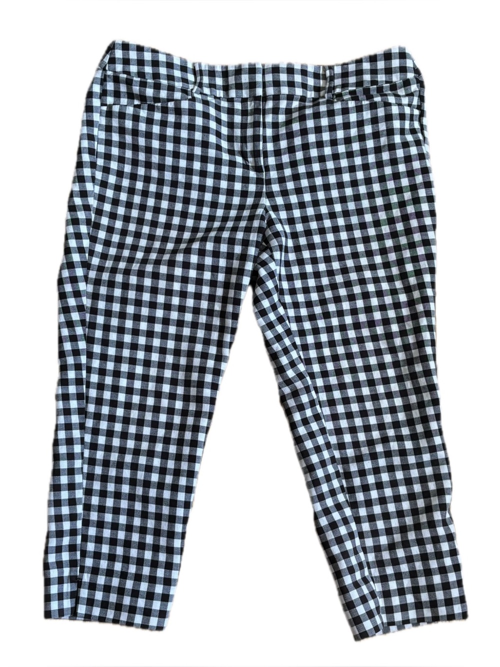 Loft Black White Gingham Marisa Capris Sz 12P May Fit Size 10 Checkered Preppy